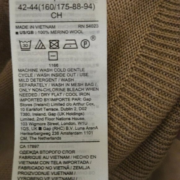 Banana Republic 100% Merino Wool Capsule Wardrobe Camel Crewneck Sweater Size S - Picture 6 of 7